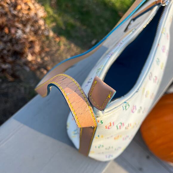 DOONEY & BOURKE Rainbow Monogram Leather Shoulder Bag with Rare Heart Hangtag - Picture 10 of 10
